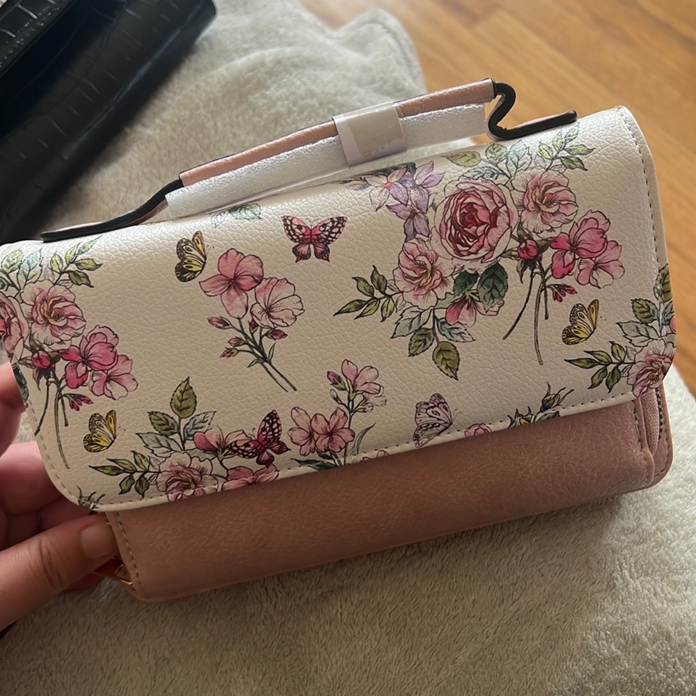 Pink floral clutch